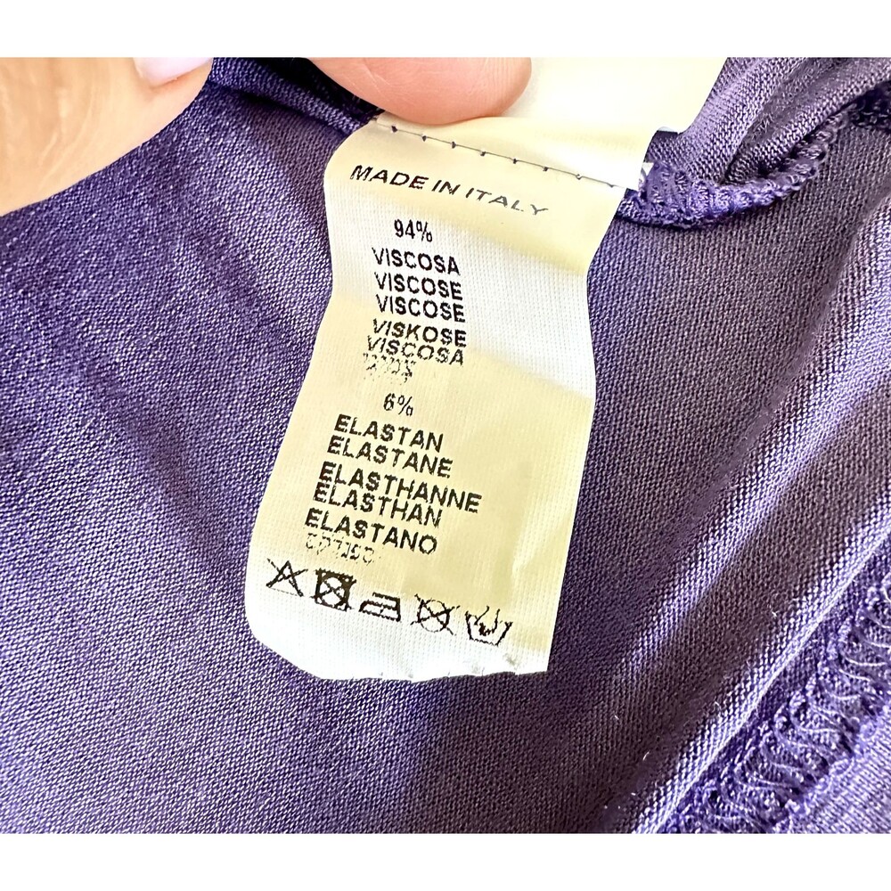 New SANDRO FERRONE Womens Purple Cowl Neck Tee-Shirt Soft Top Sz M Made in Italy - Picture 8 of 10